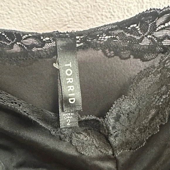 torrid Black Lace Trim Satin Slip - Picture 2 of 13